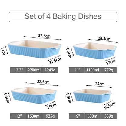 MALACASA Ceramic Baking Dish Set With Handles For Casseroles
