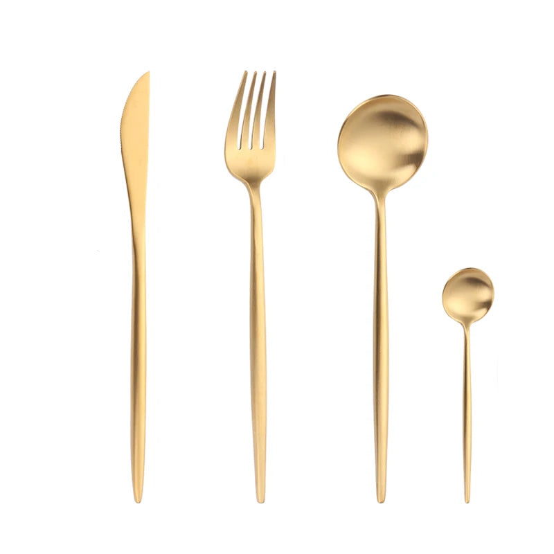 Gold Cutlery Set Forks Spoons Knives Tableware Steel Cutlery Set Stainless Steel Dinnerware Set Spoon Knife Fork Custom Logo