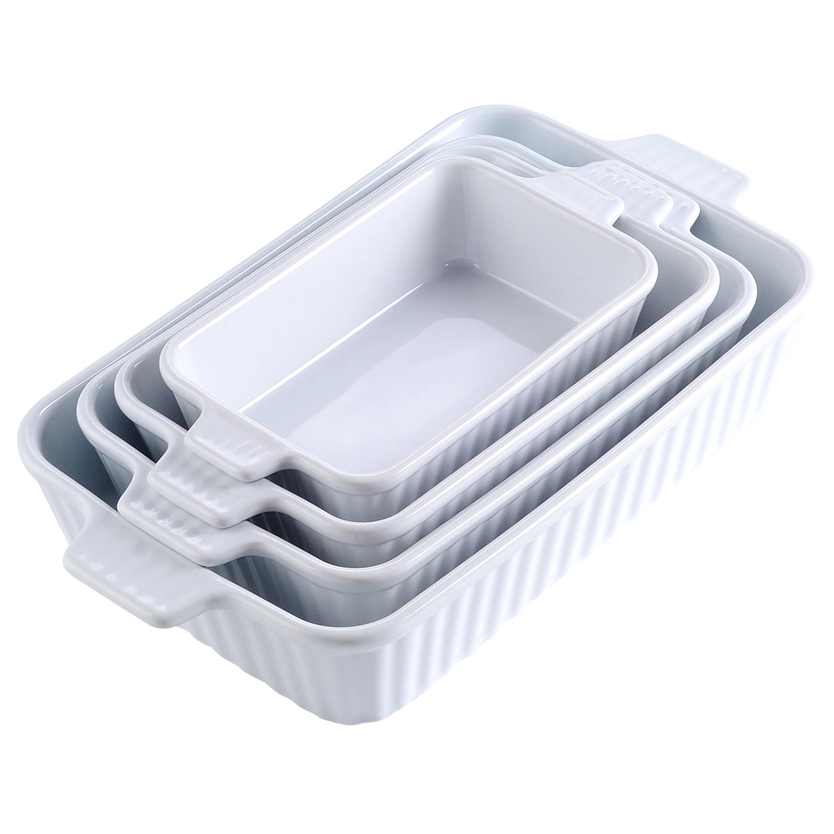MALACASA Ceramic Baking Dish Set With Handles For Casseroles