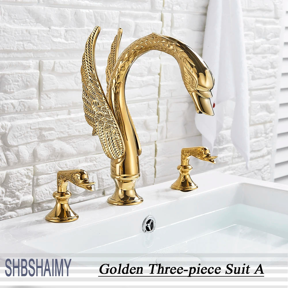 SHBSHAIMY Swan Shape Widespread Bathtub Faucet Mixer
