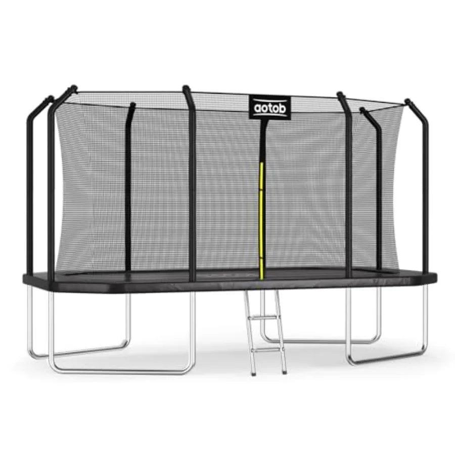 8×12 FT Rectangle Trampoline for Outdoor Use Gymnastics Style with Enclosure Net Blue Heavy Duty Up to 440 lbs Support