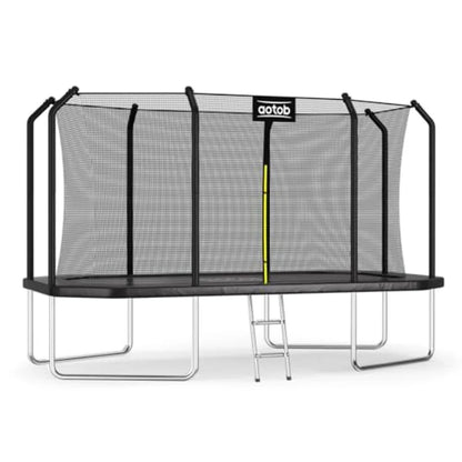 8×12 FT Rectangle Trampoline for Outdoor Use Gymnastics Style with Enclosure Net Blue Heavy Duty Up to 440 lbs Support