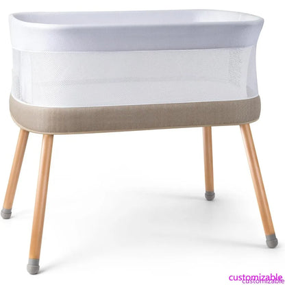 Rocking Bassinet for Baby 3 Speeds Electric Bedside Sleeper with White Noise, Automatic Bedside Crib for Newborn, Brownish-Yello