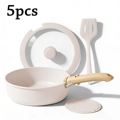 24pcs/7pcs/5pcs Cookware Set Non-Stick Pots &amp; Pans Induction-Ready Kitchen Cookware Set Includes Skillet/Frying Pan/Soup Pot/Ste