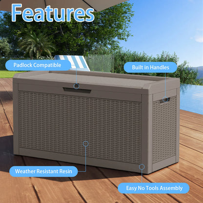 60Gallon Waterproof Outdoor Storage Box,Resin Deck Box,Lockable Outside Storage Box Container for Patio Furniure