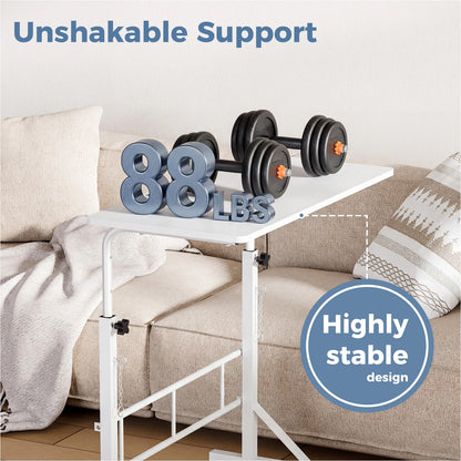 JHK Adjustable Mobile Desk With Locking Wheels For Home Office