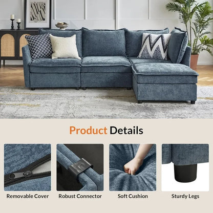 Oversized Modular Sectional Sofa, 8 Seat U Shaped Couch With Storage Ottoman, Extra Deep Seat, Modern Comfy Chenille Sofa,