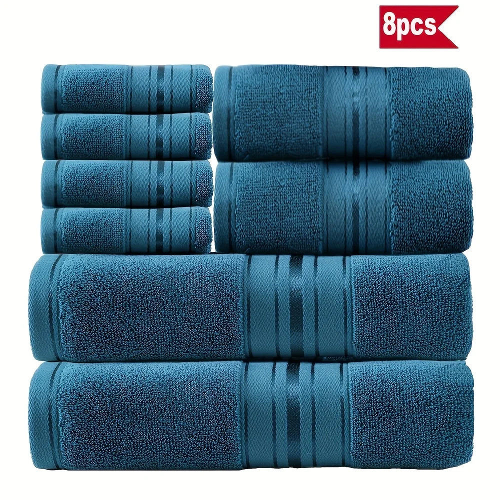 8 Piece Luxury Towel Set – Majestic Plush, Super Absorbent &amp; Quicker-to-Dry, Thick 100% Ring Spun Cotton Towels for Bathroom, Spa &amp; Hotel – 2 Bath, 2 Hand, 4 Washcloths