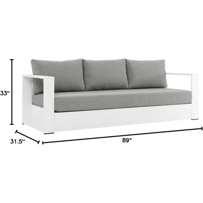 Tahoe Aluminum Outdoor Patio Sofa in White Gray