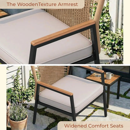 Outdoor Wicker Patio Chairs with Removable Cushions for Garden