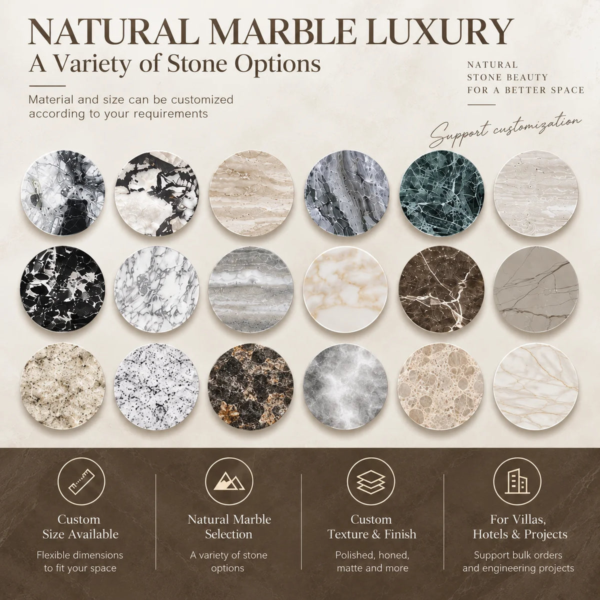 Custom Luxury Natural Stone Bathroom Vanity With Integrated Dual Basin