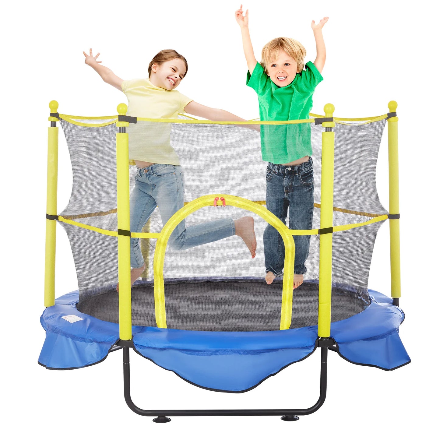 VEVOR Trampoline With Safety Enclosure Net And Basketball Hoop