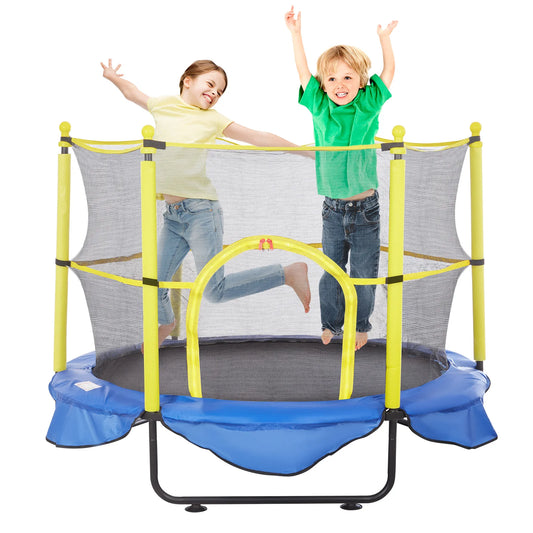 VEVOR Trampoline With Safety Enclosure Net And Basketball Hoop