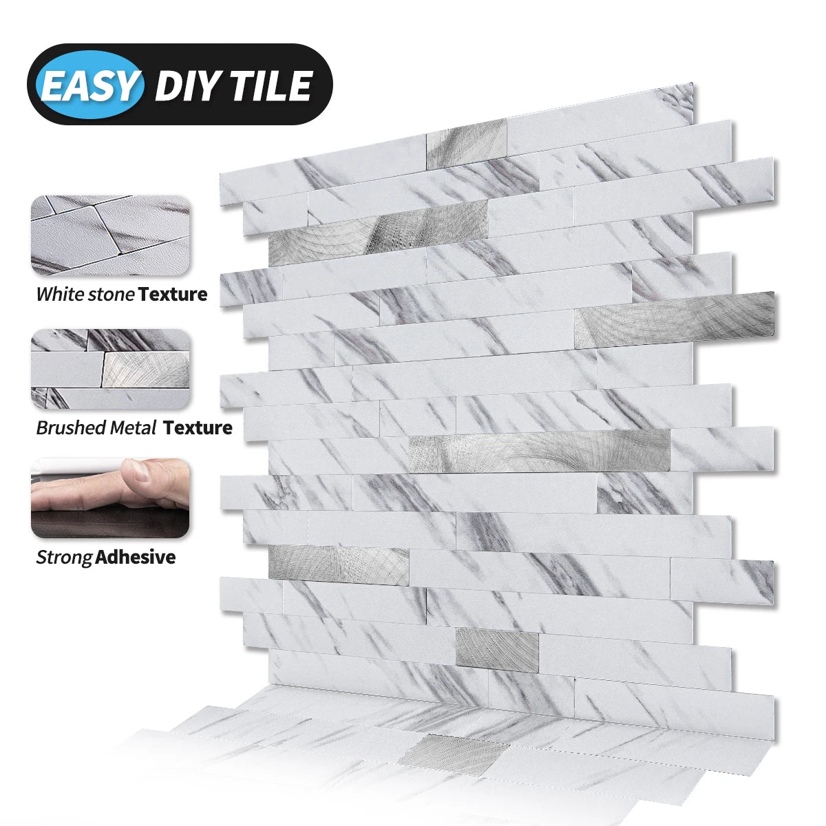 Art3d 10 Pack Peel and Stick Backsplash Tiles for Kitchen Bathroom