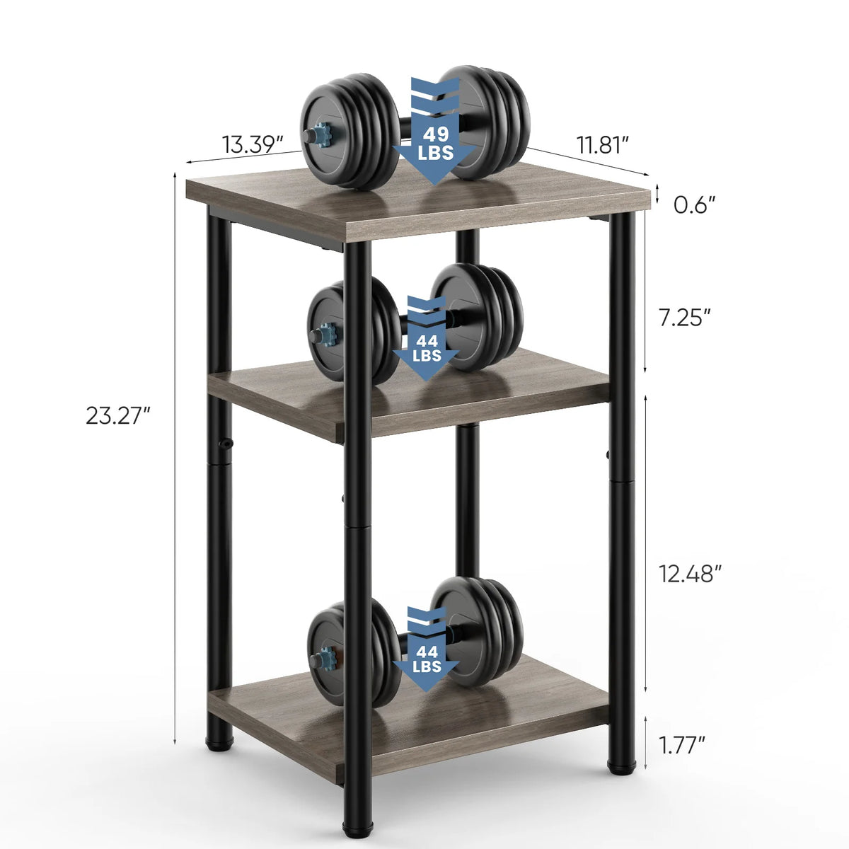 MCQ Three Tier Wood Coffee Table With Storage Shelf