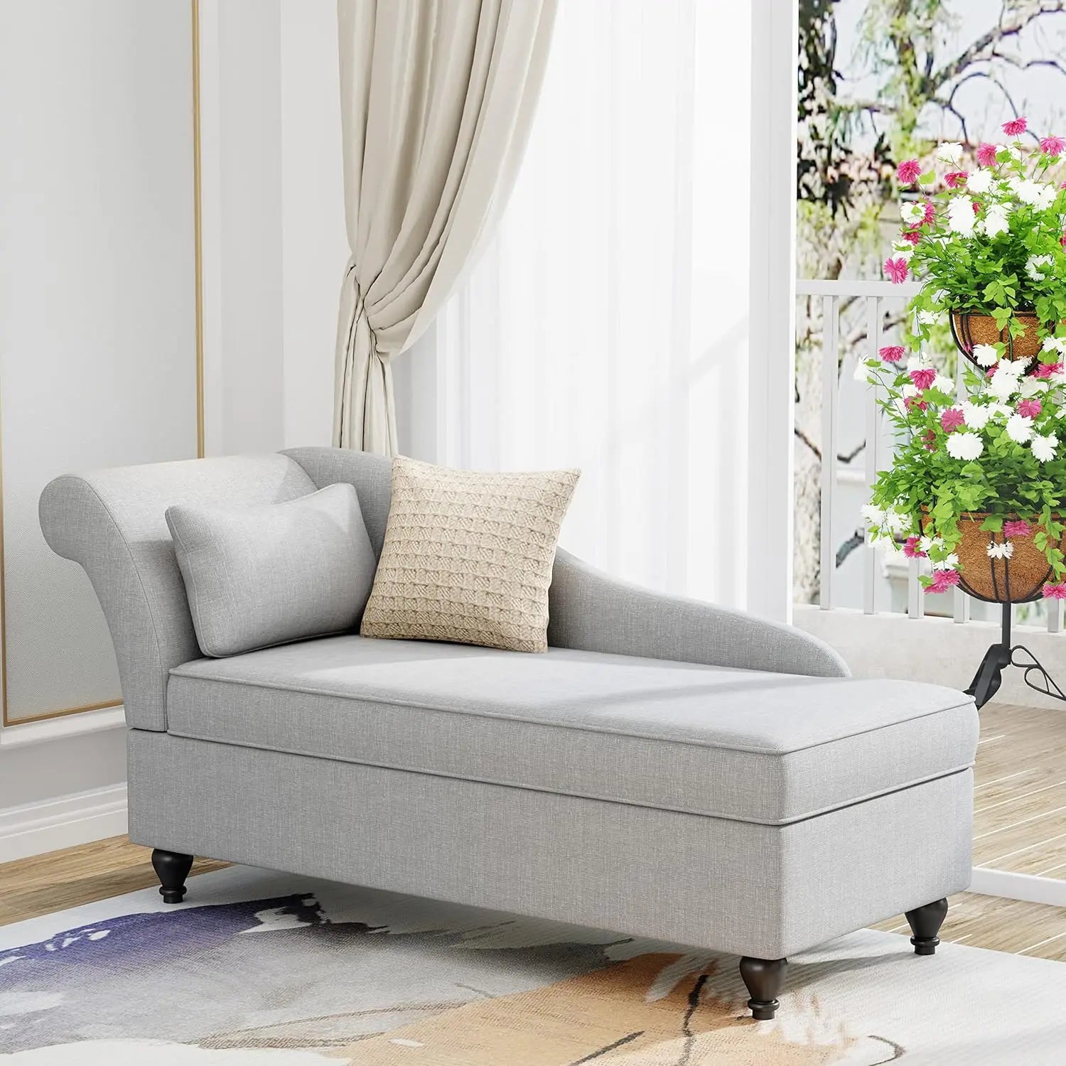 Modern Storage Chaise Lounge Indoor Fabric Chaise Lounges Chair Sleeper Lounge Sofa Recliner Chair for Bedroom, Customized