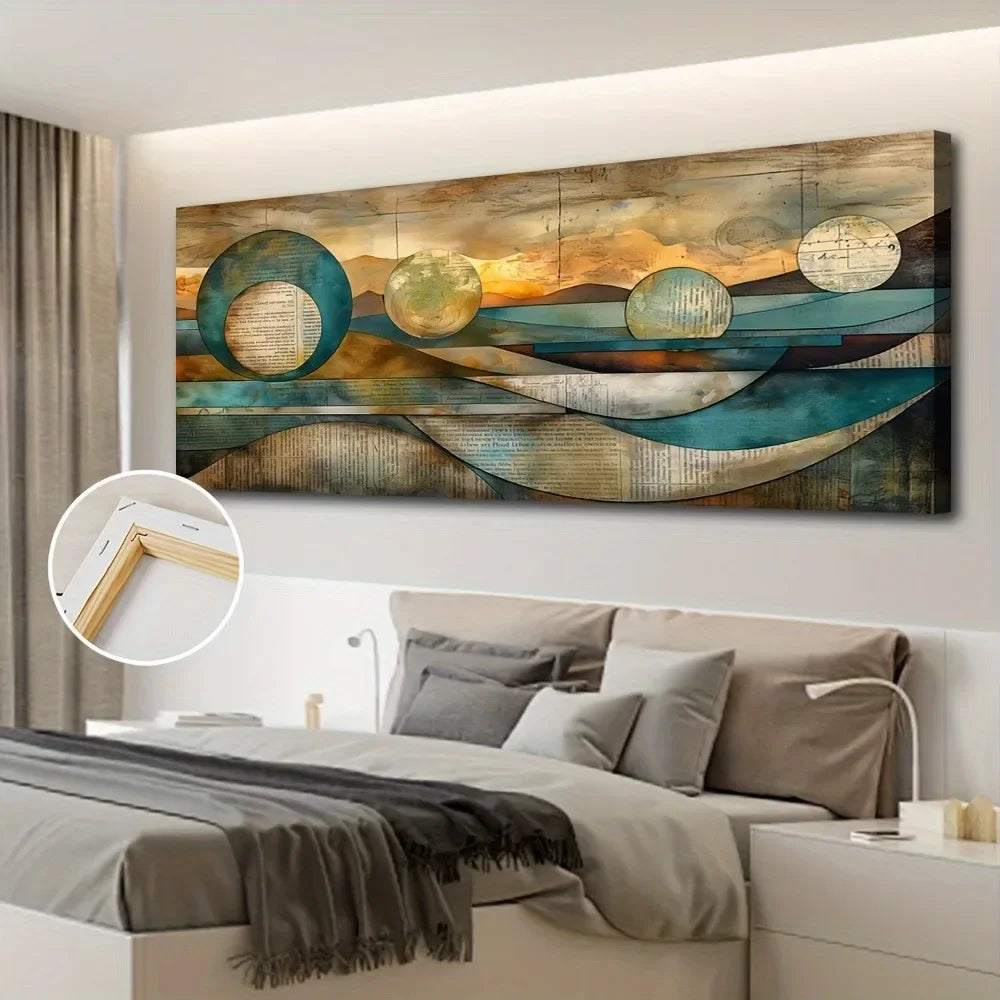 Art Deco Modern Contemporary Frame Canvas wall art, pine frame, wax canvas painted wood frame - thickness 1.5 inches
