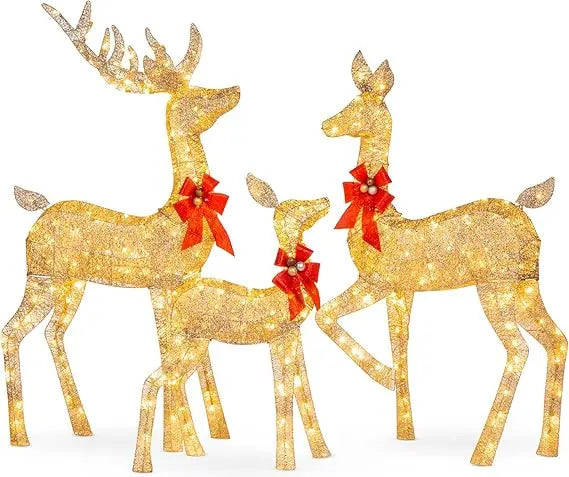 Best Choice Products 3 Piece Lighted Christmas Deer Set