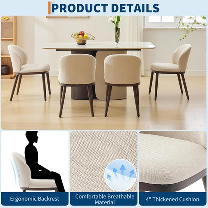 Dining Chairs Set of 2 Modern Upholstered Kitchen Dining Chairs with Ergonomic Back Support Wood Legs for Dining Room, Restauran