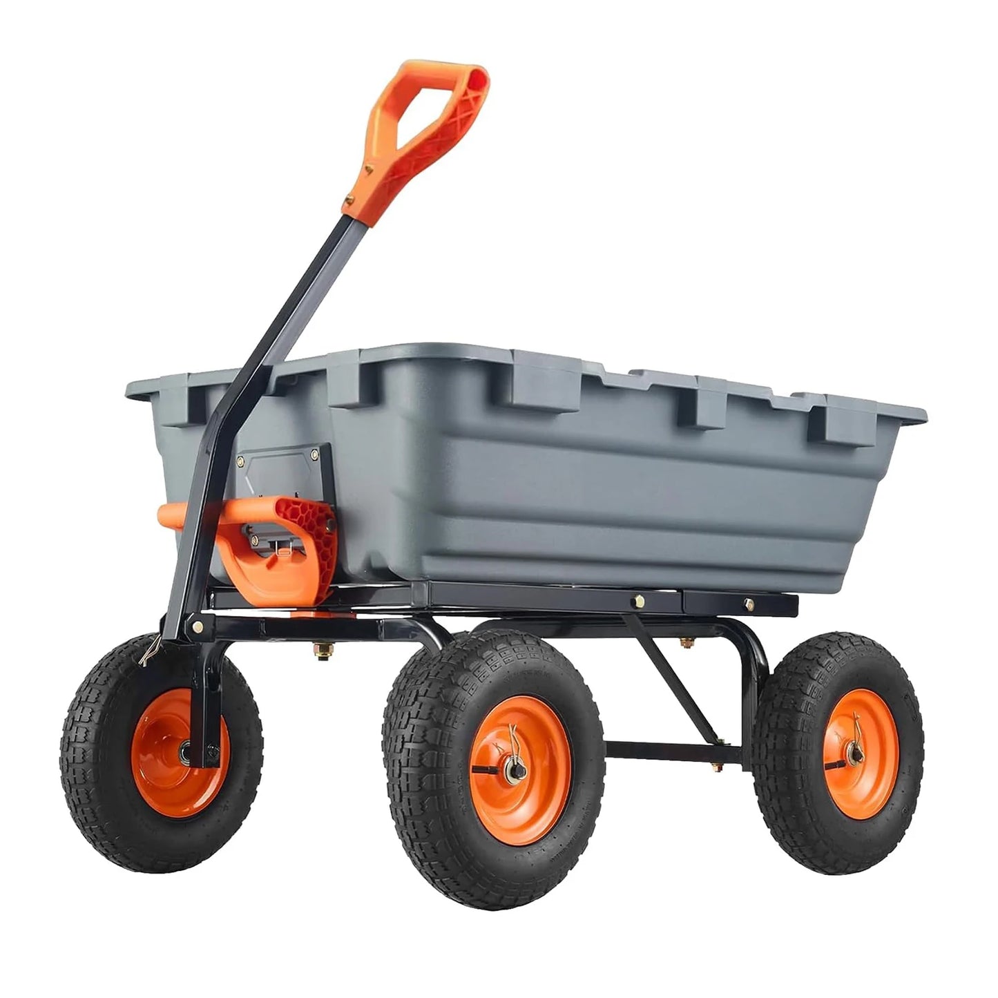 Garden Cart Poly Garden Dump Cart Versatile Dump Wagon Steel Frame Utility Dump Wagon Outdoor Wheelbarrow for Garden Yard Beach