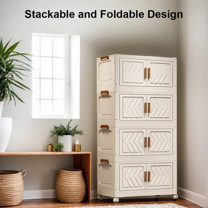 APWIKOGER 4 Tier Stackable Storage Bins With Lids And Wheels
