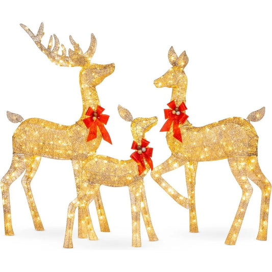 Best Choice Products 3 Piece Lighted Christmas Deer Set