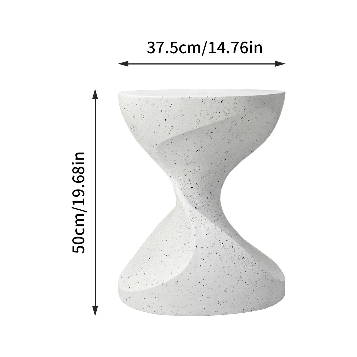 Hourglass Lightweight Concrete Side Table for Bedroom and Living Room