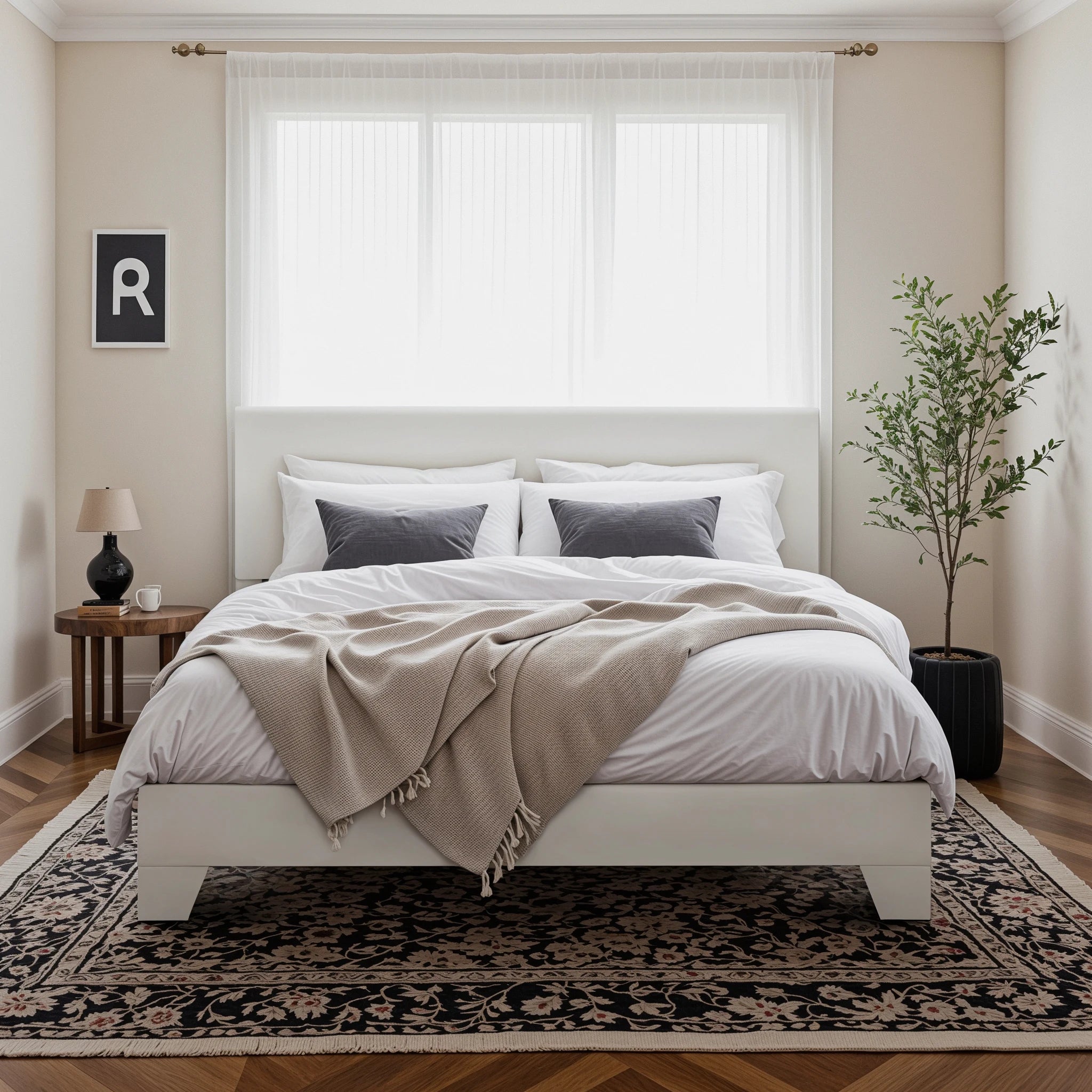 HOOMICH Upholstered Bed Frame with Adjustable Headboard