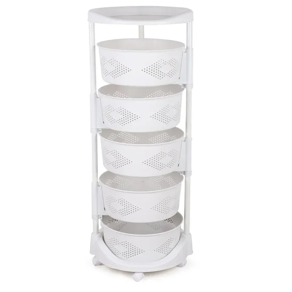 5 Tier Rotating Kitchen Organizer Rack With Wheels