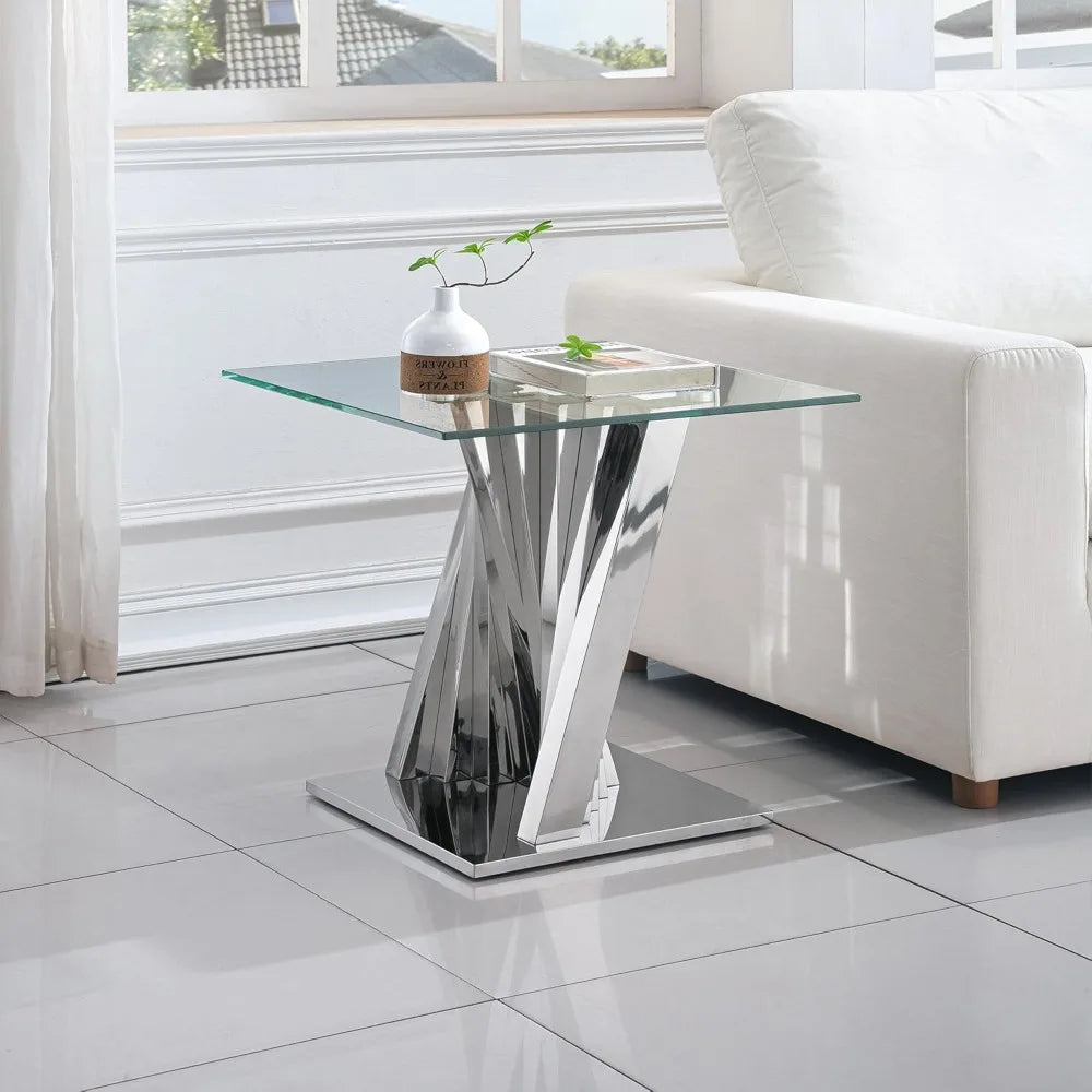 3 Piece Luxury Living Room Table Set, Modern Glass Coffee Table Set of 3, Includes Coffee Table,Console Table &amp; End Table, Tempe