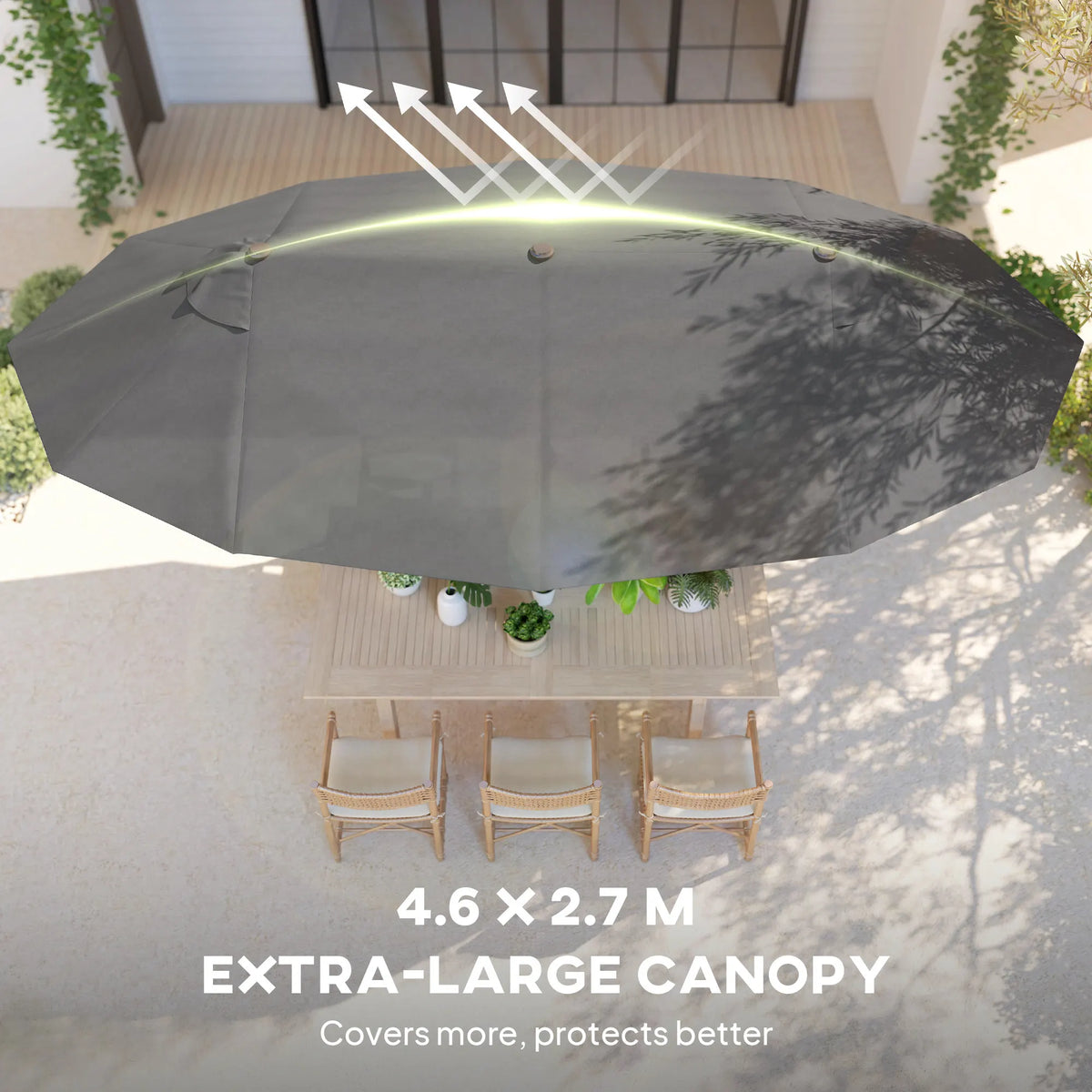 Outsunny Double-Sided Outdoor Patio Umbrella With Crank Handle