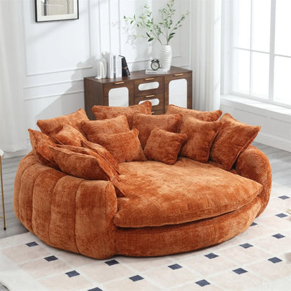 81.1" Cloud Couch Sleeper Sofa, Oversized Round Chaise Lounge Chair with 14 Pillows, Modern Chenille Boneless Couch, Memory Foam