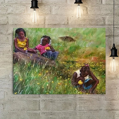 1.5 inch thick wood pine frame, interior art, home decor mural, African girl canvas print, suitable for interior decoration