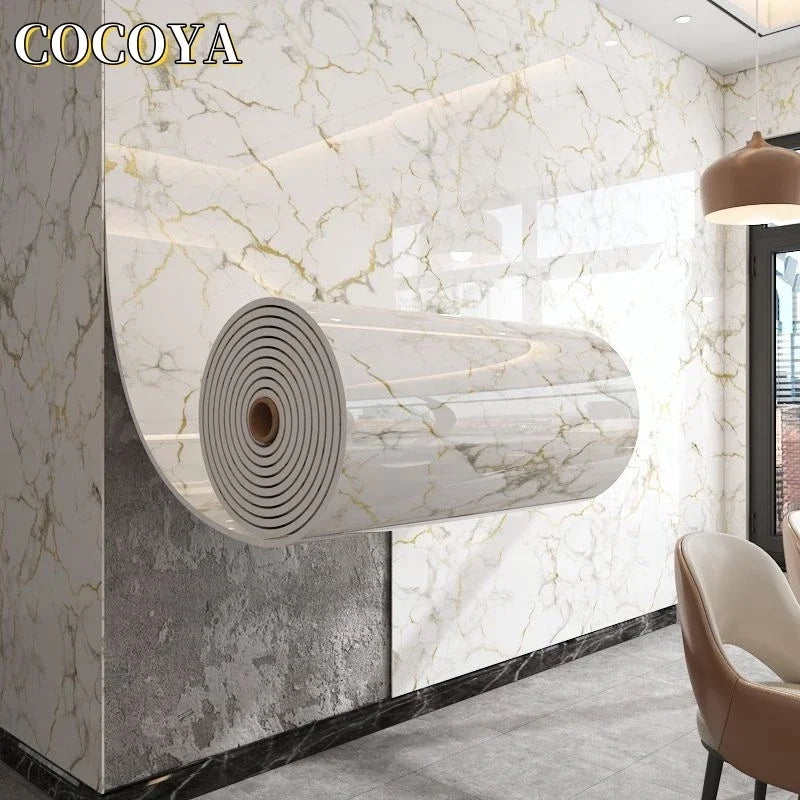Self Adhesive Marble Peel And Stick Wallpaper PVC Tile Wall