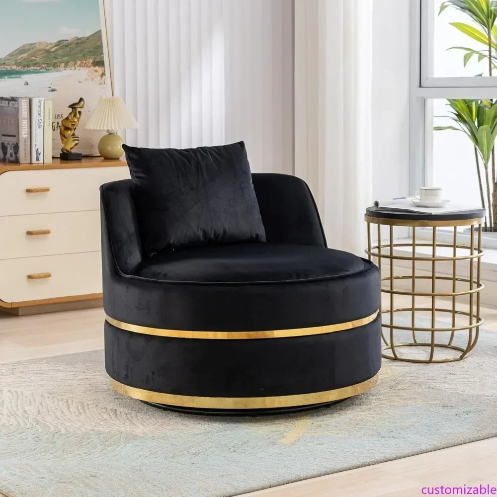 BestsellerMerax 360 Swivel Velvet Barrel Chair with Cushion, Modern Comfortable Round Sofa for Reading