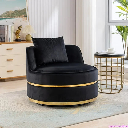 BestsellerMerax 360 Swivel Velvet Barrel Chair with Cushion, Modern Comfortable Round Sofa for Reading
