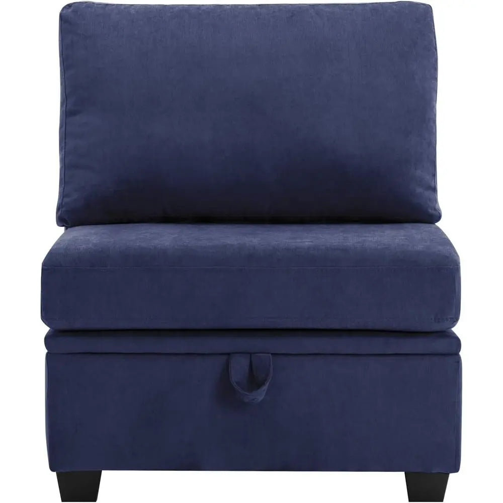ular Soa Couch with Seat Storage, Blue dle Armrest Couch with Pillow, abric Storage Soa with Reclining Arms and Backs or Living