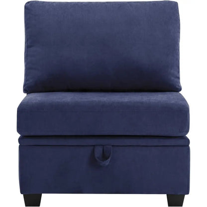 ular Soa Couch with Seat Storage, Blue dle Armrest Couch with Pillow, abric Storage Soa with Reclining Arms and Backs or Living
