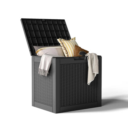 320 Gallon Waterproof Outdoor Storage Box, UV Resistant Resin Deck Box with Hydraulic Rod for Reinforced Stability, Perfect=