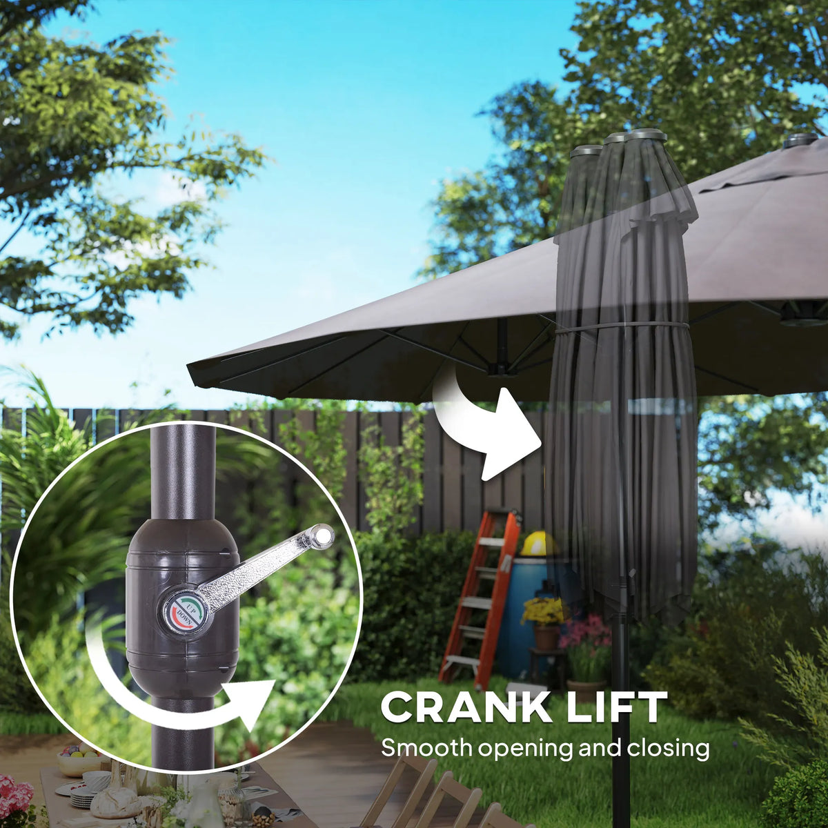 Outsunny Double-Sided Outdoor Patio Umbrella With Crank Handle
