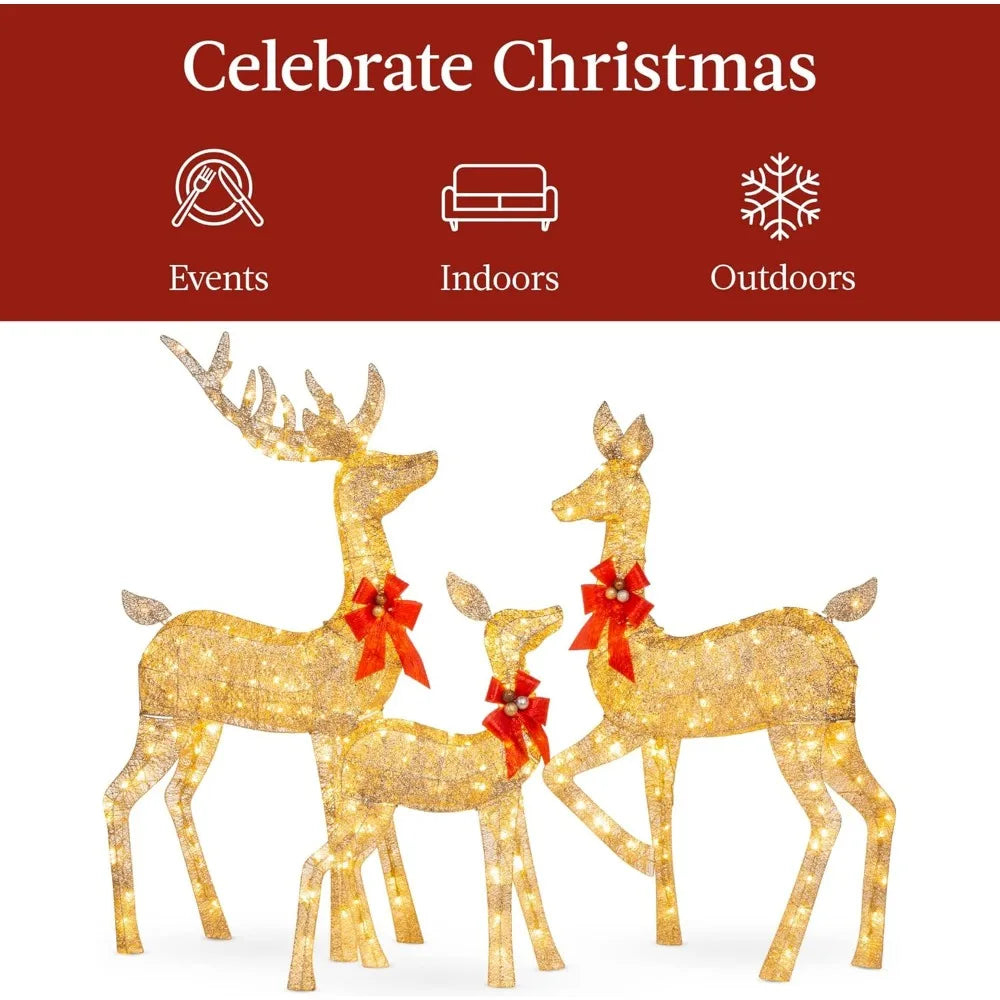 Best Choice Products 3 Piece Lighted Christmas Deer Set