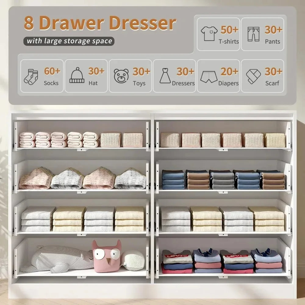 Chengwei Fluted Dresser With 8 Drawers Modern Finish