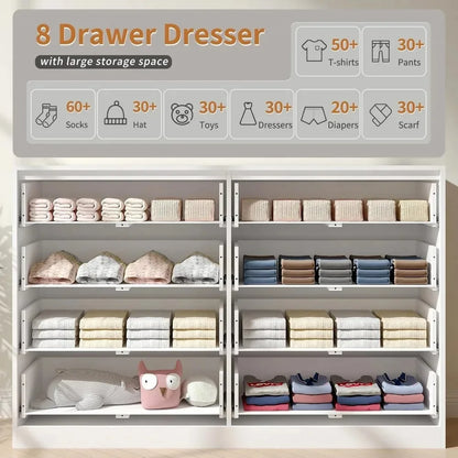 Chengwei Fluted Dresser With 8 Drawers Modern Finish