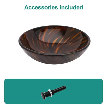 Artistic Tempered Glass Bathroom Vessel Sink With Pop Up Drain