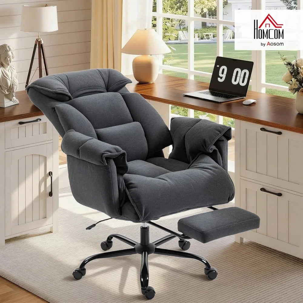 Executive Office Chair Comfy with Foot Rest, Reclining Swivel Computer Desk Chair with High Back, Thick Cushion,, Customized