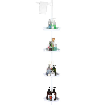 Corner Shower Caddy Tensioner for Home Shower Caddy with 4 Basket Racks with Towel Rods 4-Storey Bathroom Accessories