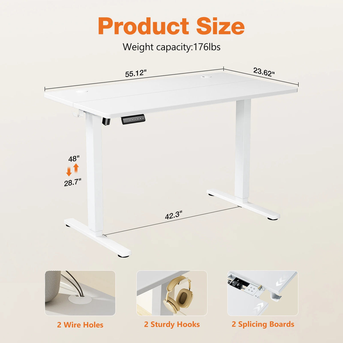 JHK Electric Height Adjustable Ergonomic Standing Desk For Home Office