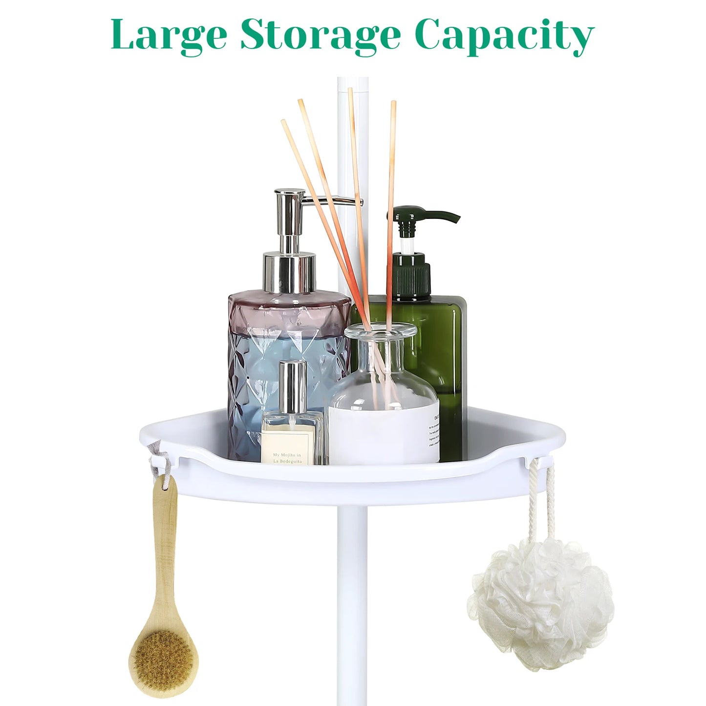 Corner Shower Caddy Tensioner for Home Shower Caddy with 4 Basket Racks with Towel Rods 4-Storey Bathroom Accessories