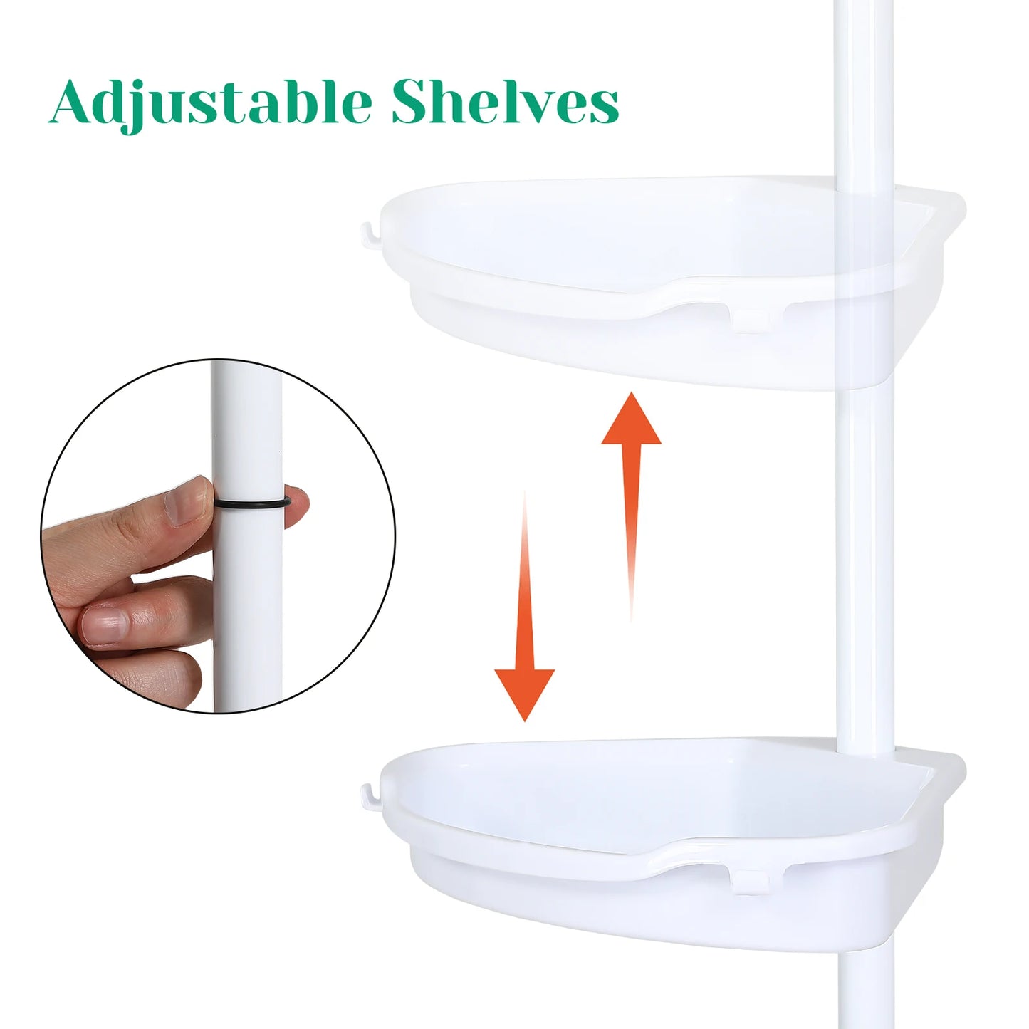 Corner Shower Caddy Tensioner for Home Shower Caddy with 4 Basket Racks with Towel Rods 4-Storey Bathroom Accessories