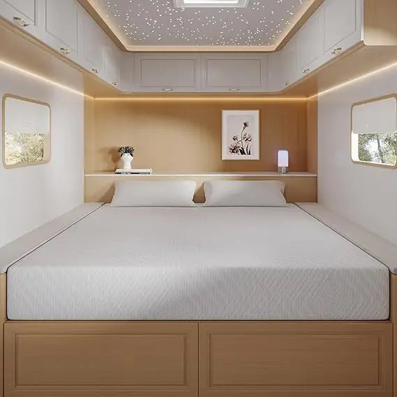 RV Mattress Short Queen, 10 Inch Memory Foam Camper Mattress Bed in a Box Designed & Assembled in The USA, CertiPUR-US Certified